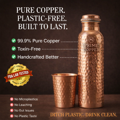 Prime Copper Handcrafted Hammered Copper Bottle